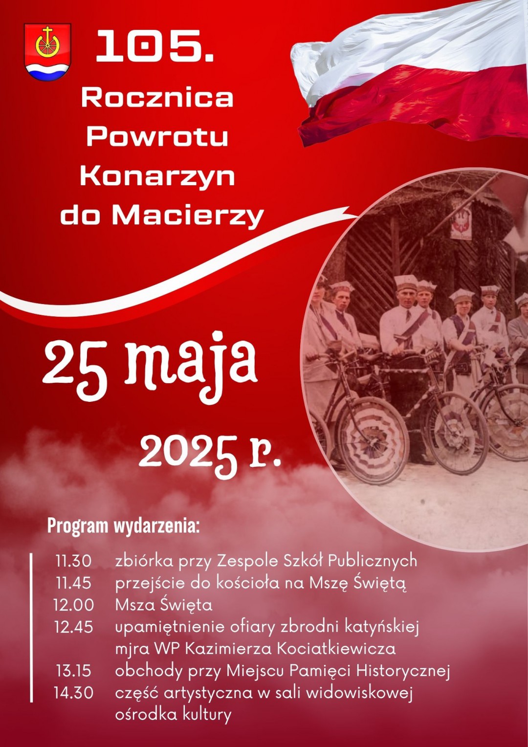 W niedzielę (25.05.) w Konarzynach obchody 105. rocznicy powrotu do Macierzy