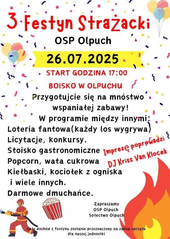 Festyn Strażacki odbędzie się w Olpuchu, w gminie Stara Kiszewa. W najbliższą sobotę (26.07.)