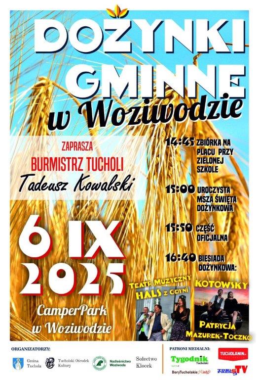 Dziś (6.09) dożynki gminy Tuchola. Impreza w Zielonej Szkole w Woziwodzie