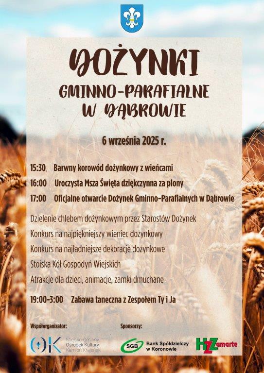 Władze Kamienia Krajeńskiego zapraszają dziś (6.09) na dożynki gminno-parafialne w Dąbrowie