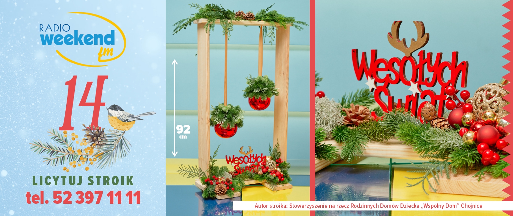 Już w czwartek 18 grudnia Radiowa Aukcja Świątecznych Stroików w Weekend FM. Zobacz tegoroczne stroiki