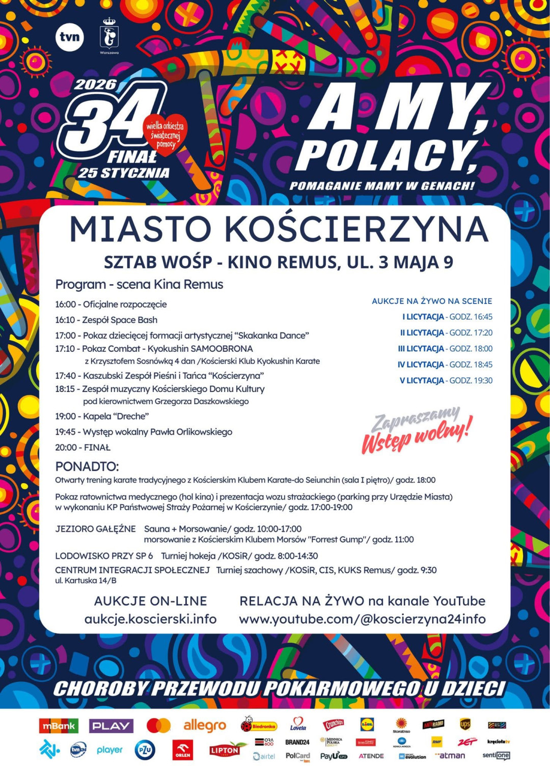 Pokazy, koncerty, licytacje. W planach jest też morsowanie czy turniej hokeja na lodzie. 34. finał WOŚP w Kościerzynie